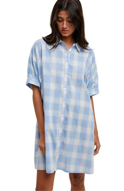 Wishlist Oversize Button-up Shirtdress In Blue