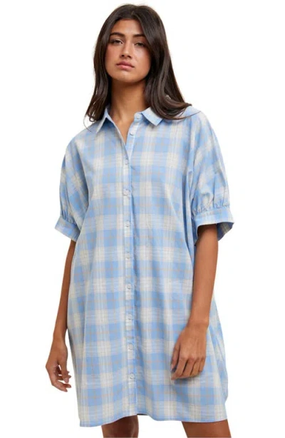 Wishlist Oversize Button-up Shirtdress In Blue