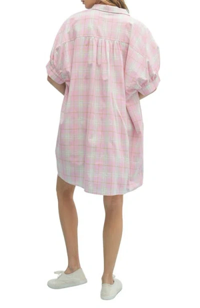 Wishlist Oversize Button-up Shirtdress In Pink