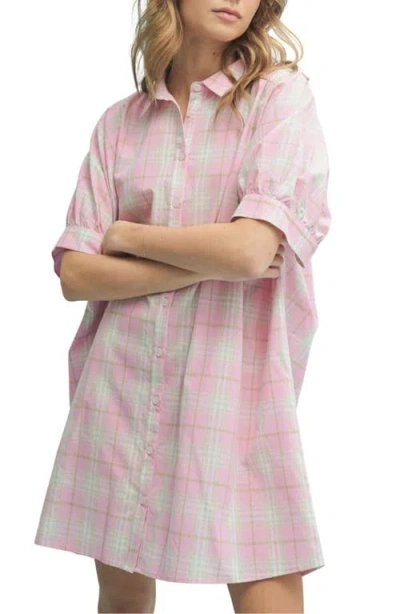 Wishlist Oversize Button-up Shirtdress In Pink