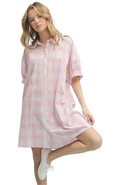 Wishlist Oversize Button-up Shirtdress In Pink