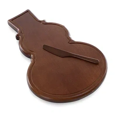 Kirkland's Stained Parawood Snowman Serving Tray With Knife In Brown