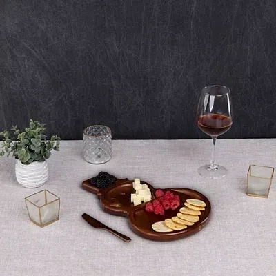 Kirkland's Stained Parawood Snowman Serving Tray With Knife In Brown