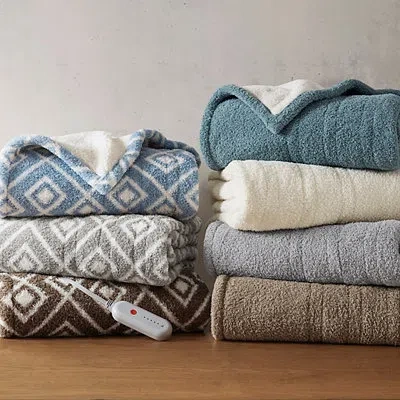 Kirkland's Grey Geometric Heated Throw In Gray