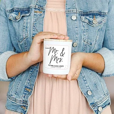 Kirkland's Mr. And Mrs. Est 2025 2-wick Candle In White