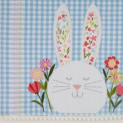 Kirkland's Happy Bunny Reversible Table Runner In Blue