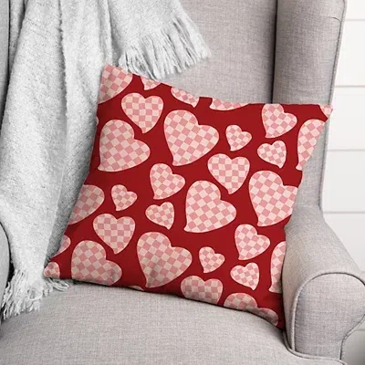 Kirkland's Checkered Hearts Pattern Pillow In Multi