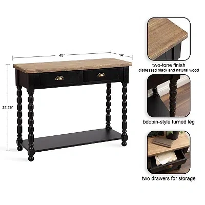 Kirkland's Two-tone Rutledge Console Table In Black