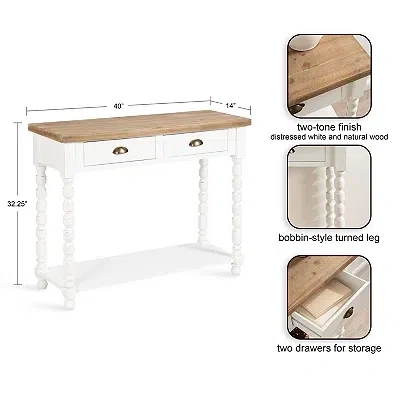Kirkland's Two-tone Rutledge Console Table In White