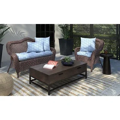 Kirkland's Medallion Tufted Outdoor Chair Cushion In Blue