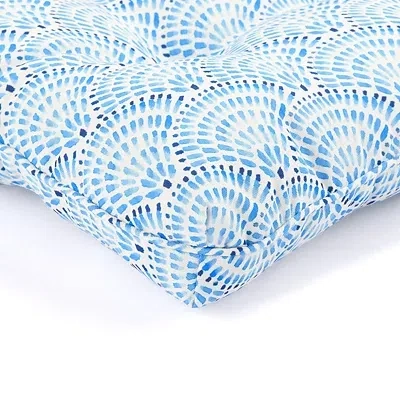 Kirkland's Medallion Tufted Outdoor Chair Cushion In Blue