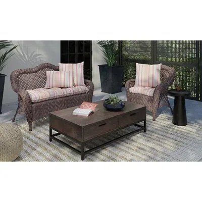 Kirkland's Coral Striped Tufted Outdoor Chair Cushion In Multi