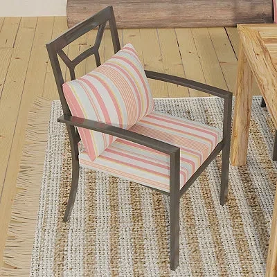 Kirkland's Coral Striped Outdoor Chair Cushion In Multi