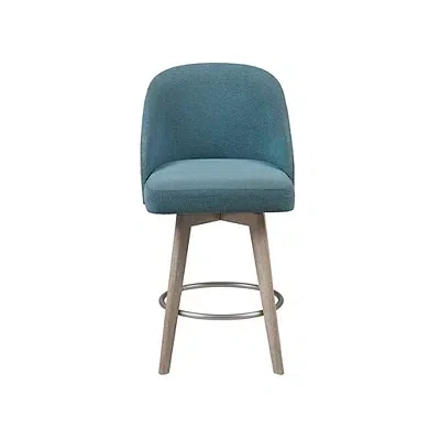 Kirkland's Upholstered Pearce Swivel Counter Stool In Blue