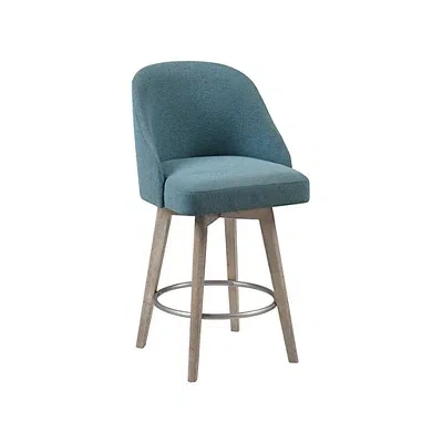 Kirkland's Upholstered Pearce Swivel Counter Stool In Blue