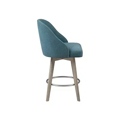 Kirkland's Upholstered Pearce Swivel Counter Stool In Blue