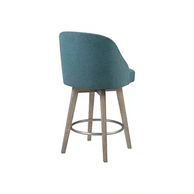 Kirkland's Upholstered Pearce Swivel Counter Stool In Blue
