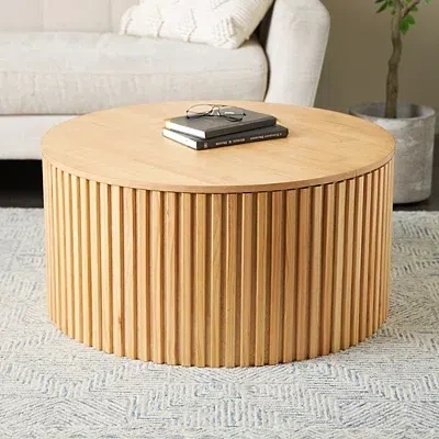 Kirkland's Fir Wood With Slatted Base Coffee Table In Brown