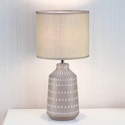 Kirkland's Ceramic Boho Pattern Table Lamp In Gray