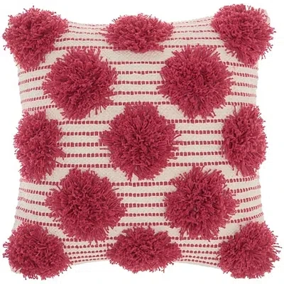 Kirkland's Hot Pink Tufted Pom Poms Throw Pillow In Pink