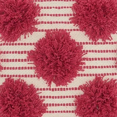 Kirkland's Hot Pink Tufted Pom Poms Throw Pillow In Pink