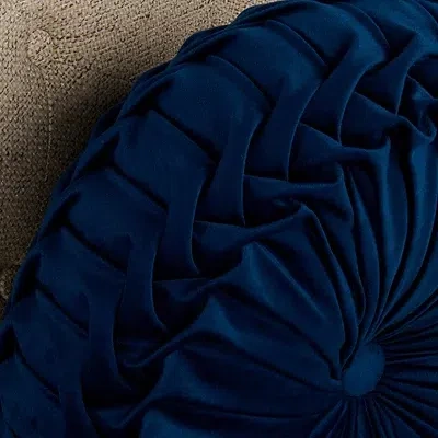 Kirkland's Round Navy Velvet Pillow In Blue