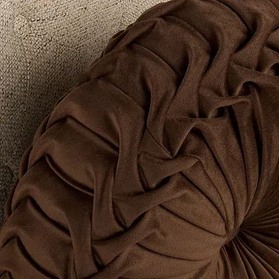 Kirkland's Round Dark Brown Velvet Pillow In Brown