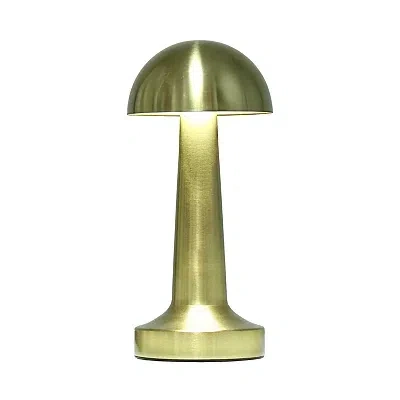 Kirkland's Metal Mushroom Mini Cordless Lamp In Gold