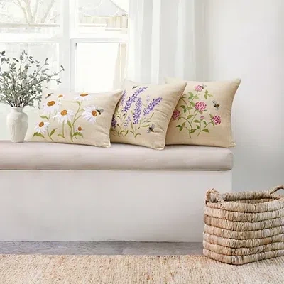 Kirkland's Embroidered Pink Clovers And Bees Pillow In Multi