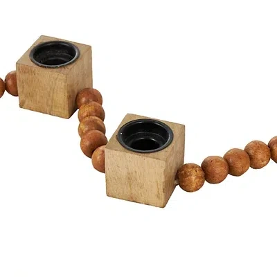 Kirkland's Beaded Garland Taper Candle Holder In Brown