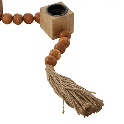 Kirkland's Beaded Garland Taper Candle Holder In Brown