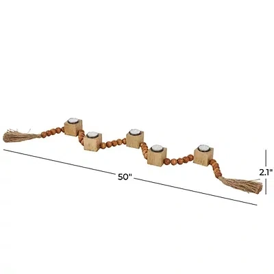 Kirkland's Beaded Garland Taper Candle Holder In Brown