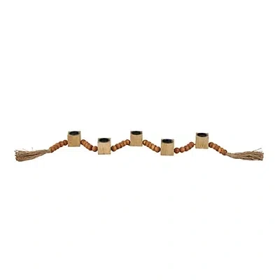 Kirkland's Beaded Garland Taper Candle Holder In Brown