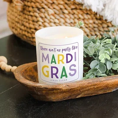 Kirkland's No Party Like Mardi Gras 2-wick Jar Candle In White