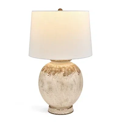 Kirkland's Neutral Distressed Ashton Table Lamp In White