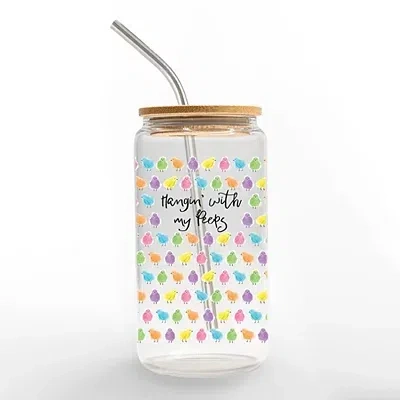 Kirkland's Hanging With My Peeps Glass Can Tumbler In Multi