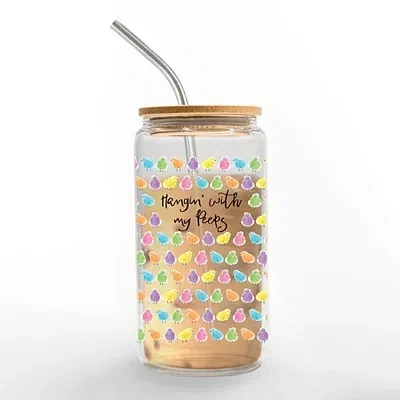 Kirkland's Hanging With My Peeps Glass Can Tumbler In Multi