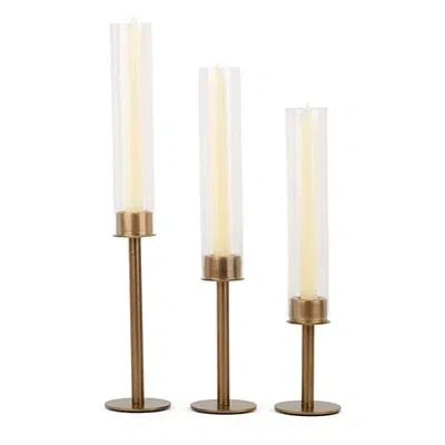 Kirkland's Glass & Gold Metal Taper Candle Holders In Gold