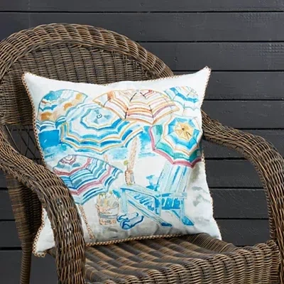 Kirkland's Colorful Beach Umbrellas Outdoor Pillow In Blue