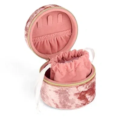 Kirkland's Round Mauve Velvet Monogram D Jewelry Box In Pink
