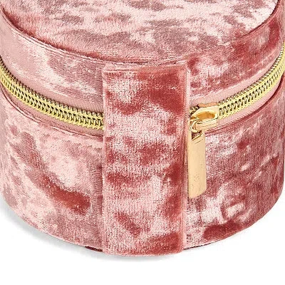 Kirkland's Round Mauve Velvet Monogram T Jewelry Box In Pink