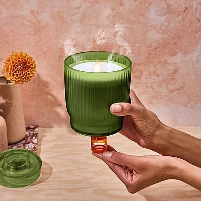 Kirkland's Lifelines Olive Ribbed Flameless Candle Diffuser In Green