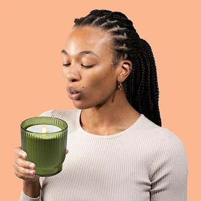 Kirkland's Lifelines Olive Ribbed Flameless Candle Diffuser In Green