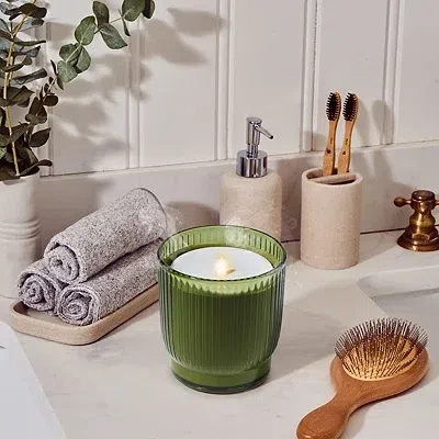 Kirkland's Lifelines Olive Ribbed Flameless Candle Diffuser In Green