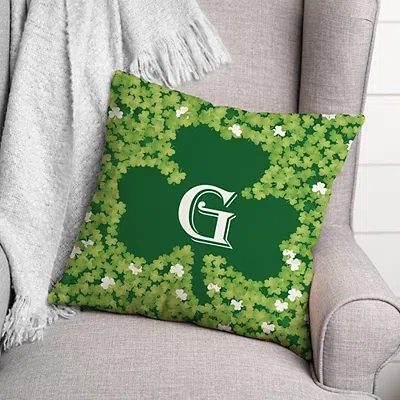 Kirkland's Personalized Monogram Shamrock Encompassed Pillow In Green