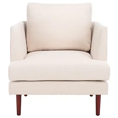 Kirkland's Bone White Linen & Walnut Lulu Accent Chair In White