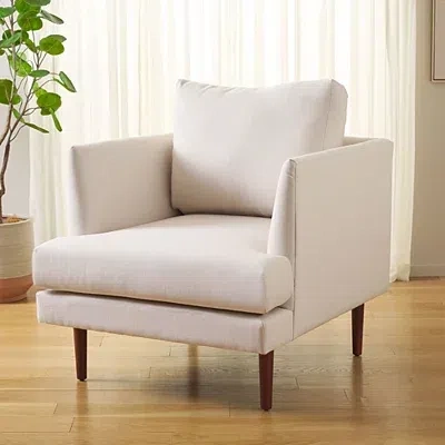 Kirkland's Bone White Linen & Walnut Lulu Accent Chair In White