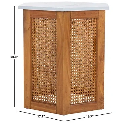 Kirkland's Rattan And Faux Marble Sophie Accent Table In Brown