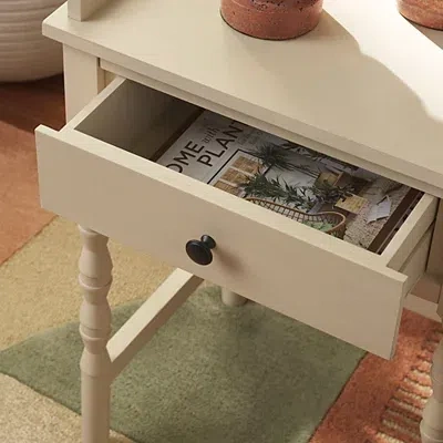 Kirkland's Sand Single Drawer Cottage Lucinda Accent Table In Neutral