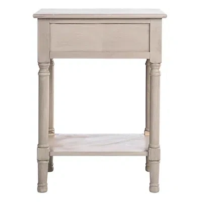 Kirkland's Greige Wood Peyton 1-drawer End Table In White